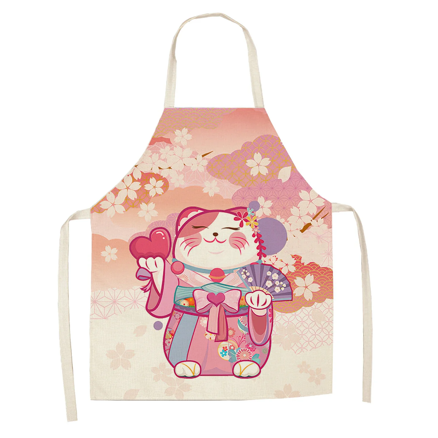 tablier chat avec fleurs romantiques